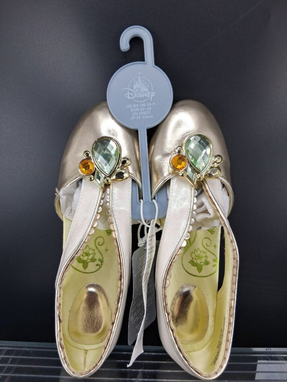 Disney Princess Gold & White Kids Shoes With Gem Details Size 2/3